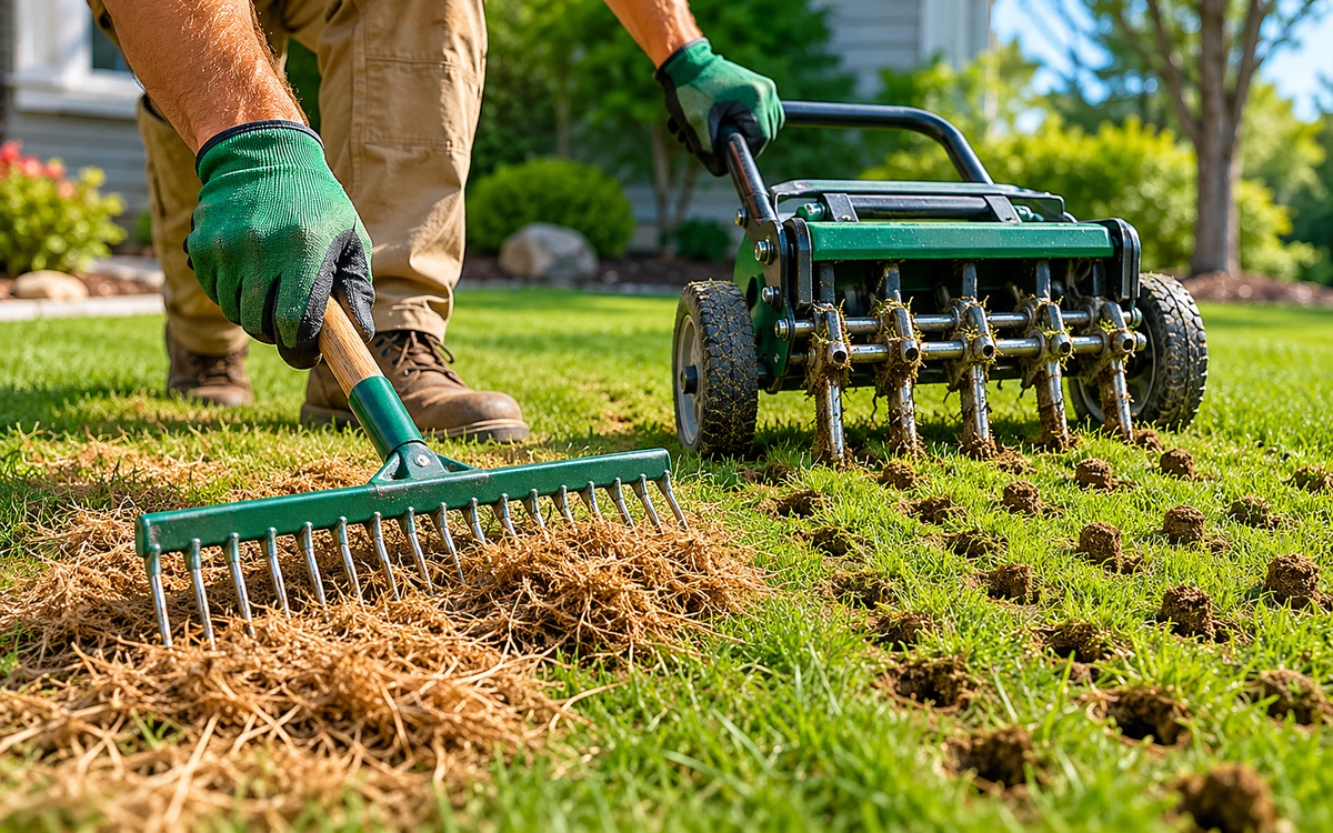 Lawn dethatching and aeration contractor